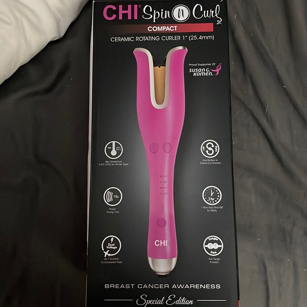 Chi spin and curl hot pink